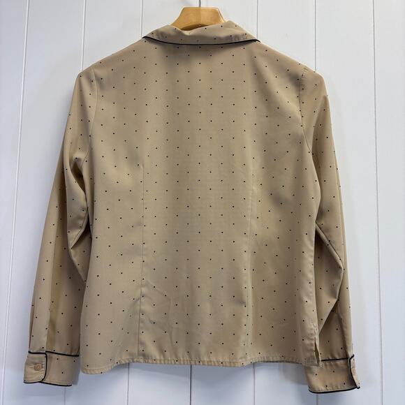 Vintage Covington Petite Womens Career Classic Polka Dot Blouse Size MP Neutral - Picture 2 of 6